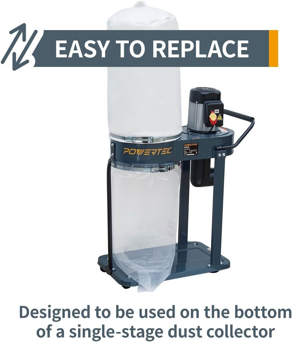 POWERTEC 70002-Case15 Clear Plastic Dust Collection Bags, 20