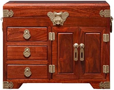 Elegant Mahogany Jewelry Organizer Box - Stylish Wooden Treasure Chest for Earrings, Necklaces, Bracelets & Accessories - Chic Storage Solution for Dressing Tables (11.4