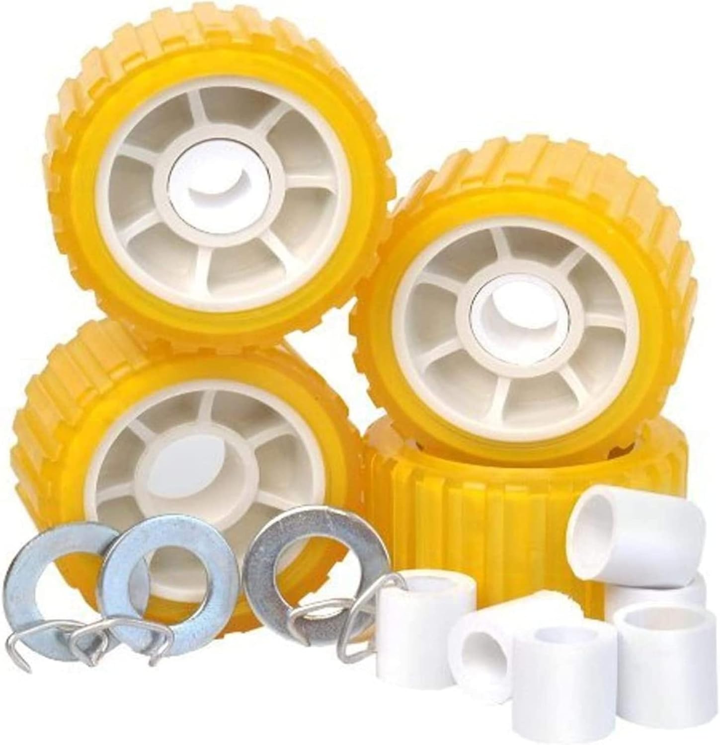 Tie Down Engineering Hull Sav'r 5 inch PVC Ribbed Wobble Roller Kit | 7/8 inch and 1-1/8 inch Shafts | Boat Trailer Parts & Accessories | Boat Trailer Roller Kit