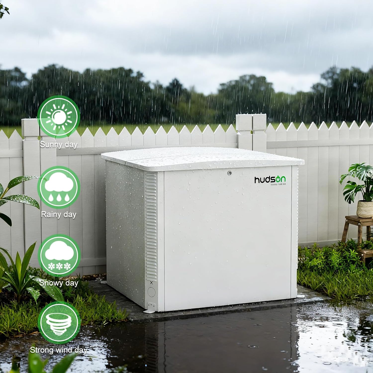 Generator Box, Hudson SD Aluminum Generator Quiet Box Interior Space: 39.4”x32”x31.7”, Air-Cooled Generator Cover with Powerful Fan, for Most Heavy Duty and Portable Generators, White