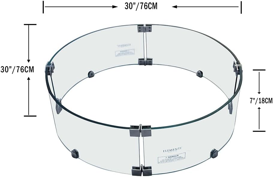 Elementi Outdoor Lunar Bowl Fire Tempered Glass Round 30 x 30 x 7 inches Heavy Duty Firepit Table Accessory Wind Screen, Clear (Model: Lunar Bowl Fire Table Wind Screen)