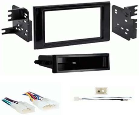 Single DIN Car Stereo Radio Install Kit (High Gloss Black) Package Compatible with for Toyota Prius One, Two, Three, Three Touring, 2016, 2017, and 2018 Without Factory Amplifier