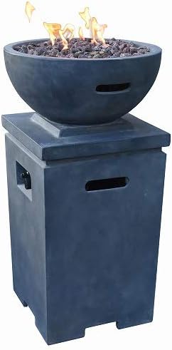 Modeno Outdoor Fire Pit/Patio Furniture Dark Grey Color Exeter Fire Pit Brand, 40,000 BTU Auto-Ignition, Stainless Steel Burner, Lava Rock & Water Resistant Soft Cover Included