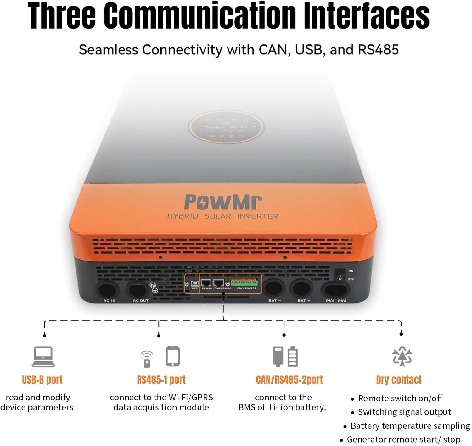 PowMr 10000W Hybrid Solar Inverter, 48V DC to 110V/240V AC Split Phase Inverter with 200A MPPT Controller, Max PV Input 11KW, 500VDC, Supports Up to 6 in Parallel, for Lead Acid Lithium Battery