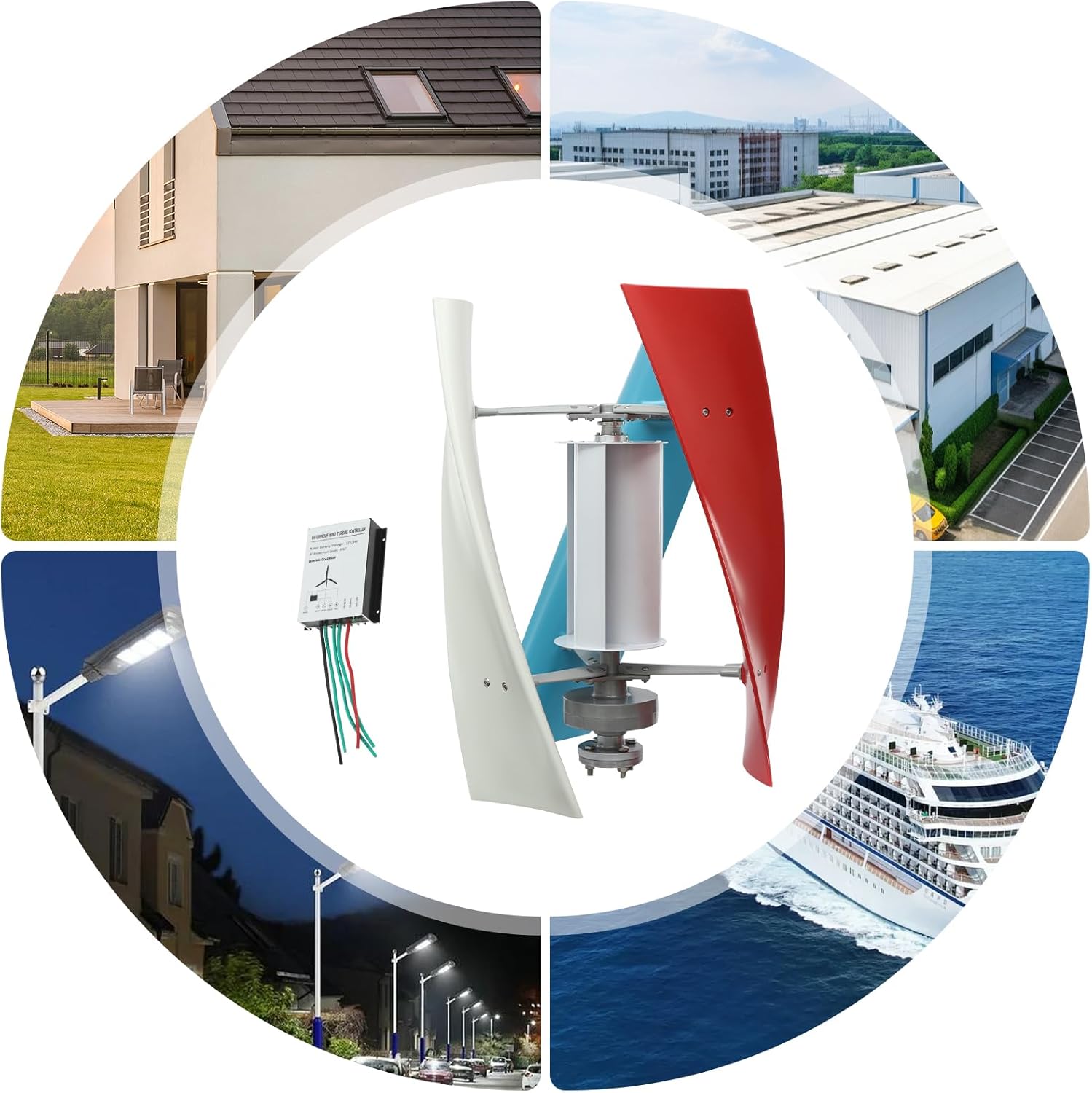 100W Vertical Wind Generator, 12V Output Wind Turbine with Controller, Aerodynamic Design, 3 Blades, Auto Windward Adjustment, Ideal for Boats, Gazebos and Mobile Homes (12V)
