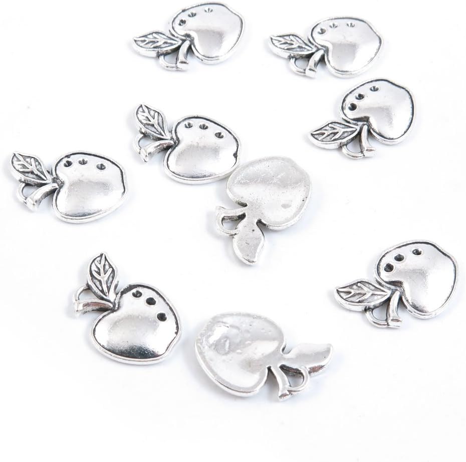 950 Pieces Jewelry Making Charms Antique Silver Tone for Necklace Pendant Bracelet L1BQ5 Apple