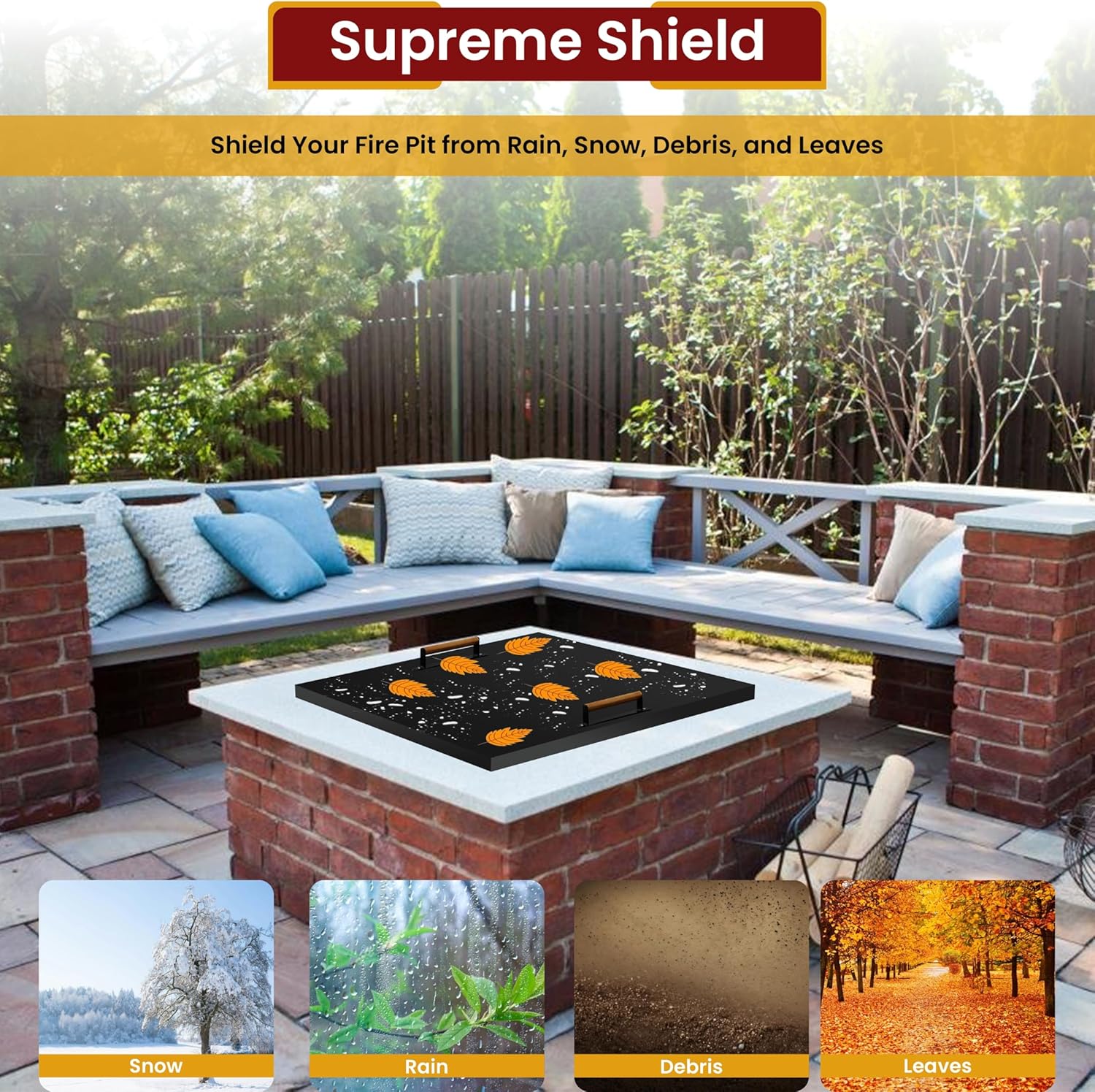 Febtech - 38 inch Square Fire Pit Lid Fit for 36