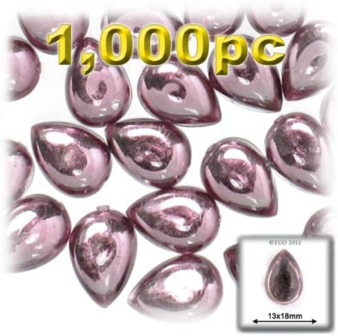 The Crafts Outlet 1000-Piece Acrylic Flatback Cabochons Teardrop Beads, 13 by 18mm, Charcoal Gray