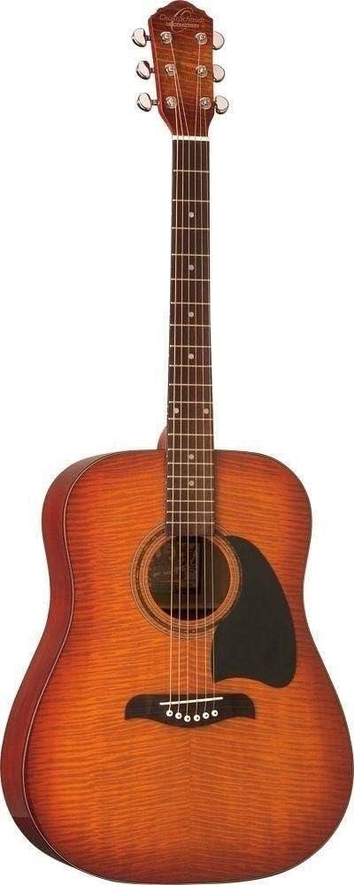 Oscar Schmidt OG2FYS-A-U Acoustic Dreadnought Size Guitar. Flame Yellow Sunburst