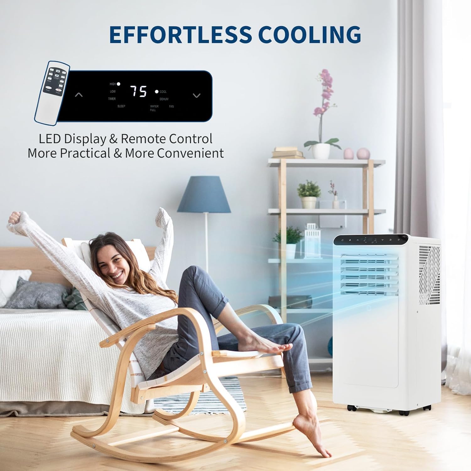 10000BTU Portable Air Conditioners w/Remote/LED Control, Free Stand Cooling Portable AC Unit for Room up to 450 sq. ft, 3-in-1 AC (Cool, Fan, Dehumidifier), 24Hrs Timer,Quiet Sleep Mode(45dB)