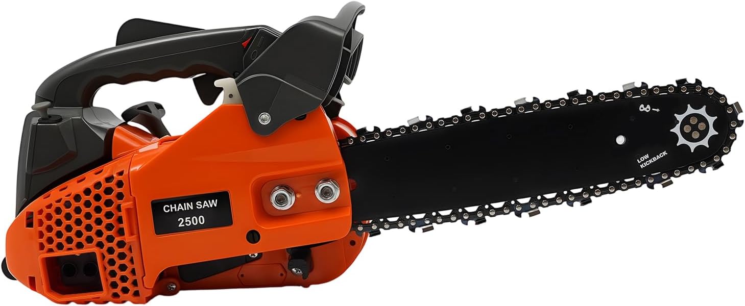 11.8'' Top Handle Chainsaw, 2 Stroke 25.4cc Portable Chain Saws Petrol Handheld Chain Saws for Trees Gas Powered Wood Cutting