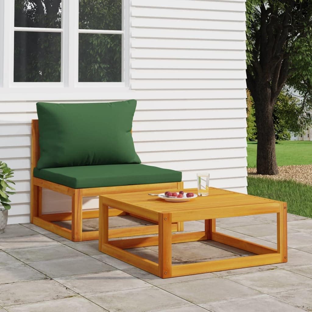 2 Piece Patio Sofa Set with Cushions Solid Wood Acacia, in Comfort with Our Premium Wooden Patio Sofa and Coffee Table Patio Furniture Sets, Conversation Sets