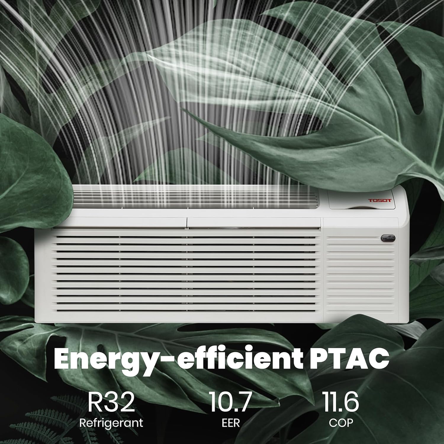 TOSOT 15,000 BTU PTAC Heating and Cooling, Inverter Packaged Terminal Air Conditioner with Heat Pump and 3.5 kW Electric Heater, Ventilation, Works in 20 to 115℉, 11.6 COP, R32 Refrigerant, 230V