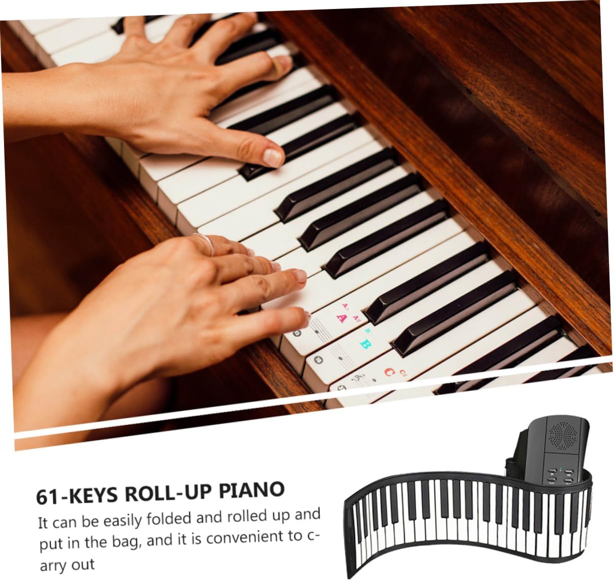 Totority Portable Roll-up Piano with High-fidelity Sound Durable Silicone Material for Beginners Go Musicians Easy to Carry Electronic Keyboard