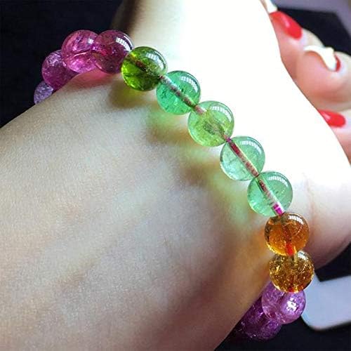 1 strands natural mix tourmaline multi-color stretch bracelet round beads 8mm 04502