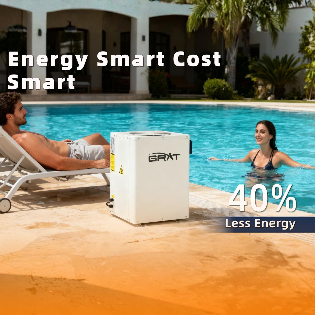 Full Inverter Heat Pump for Hot Tub and Bath, 35,000 BTU Electric Swimming Pool Heater, 10000 Gallons, for Above and In ground Pools, WiFi Capable Timer, Heating and Cooling, Defrosting, 220-240V