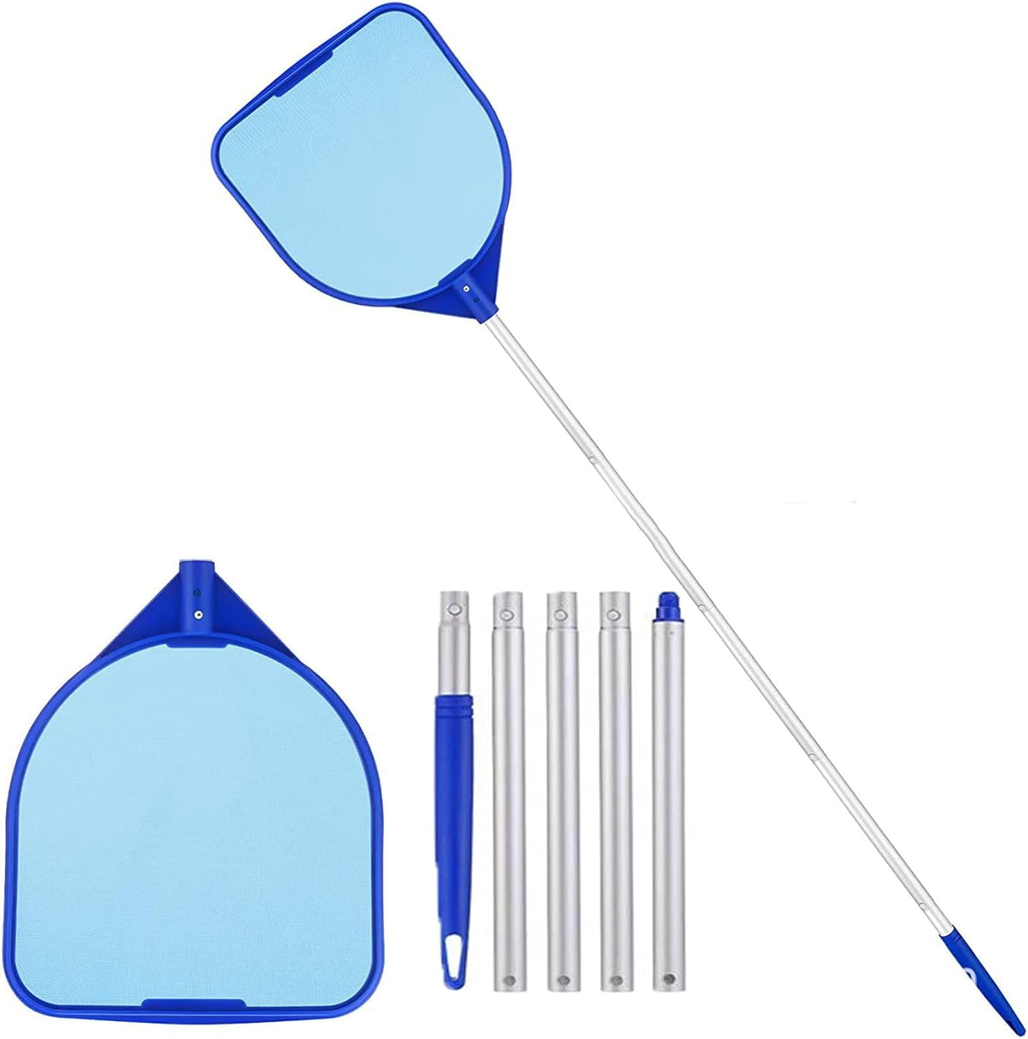 Swimming Pool Leaf Skimmer Rake Mesh Net Spa Pond Cleaning with Telescopic Pole, Pool Cleaning Net, Fine Mesh Net Leaf Skimmer for Pond Vacuum Swimming Pool Cleaning