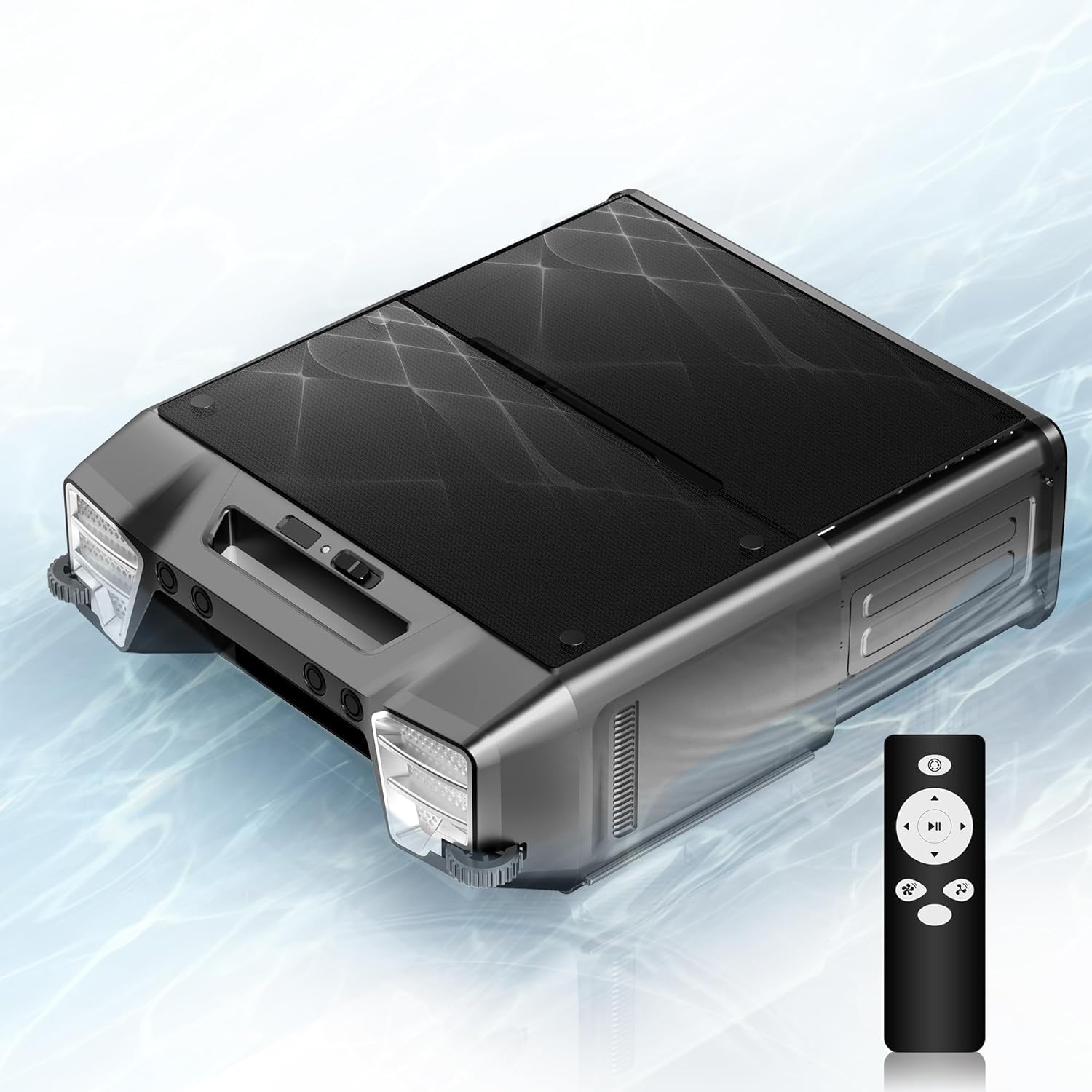 2025 Upgraded Solar Pool Skimmer, Robotic Pool Surface Skimmer Cleaner with Remote Control -24 Hours Continuous Cleaning Smart Obstacle Avoidance Dual Charging Options