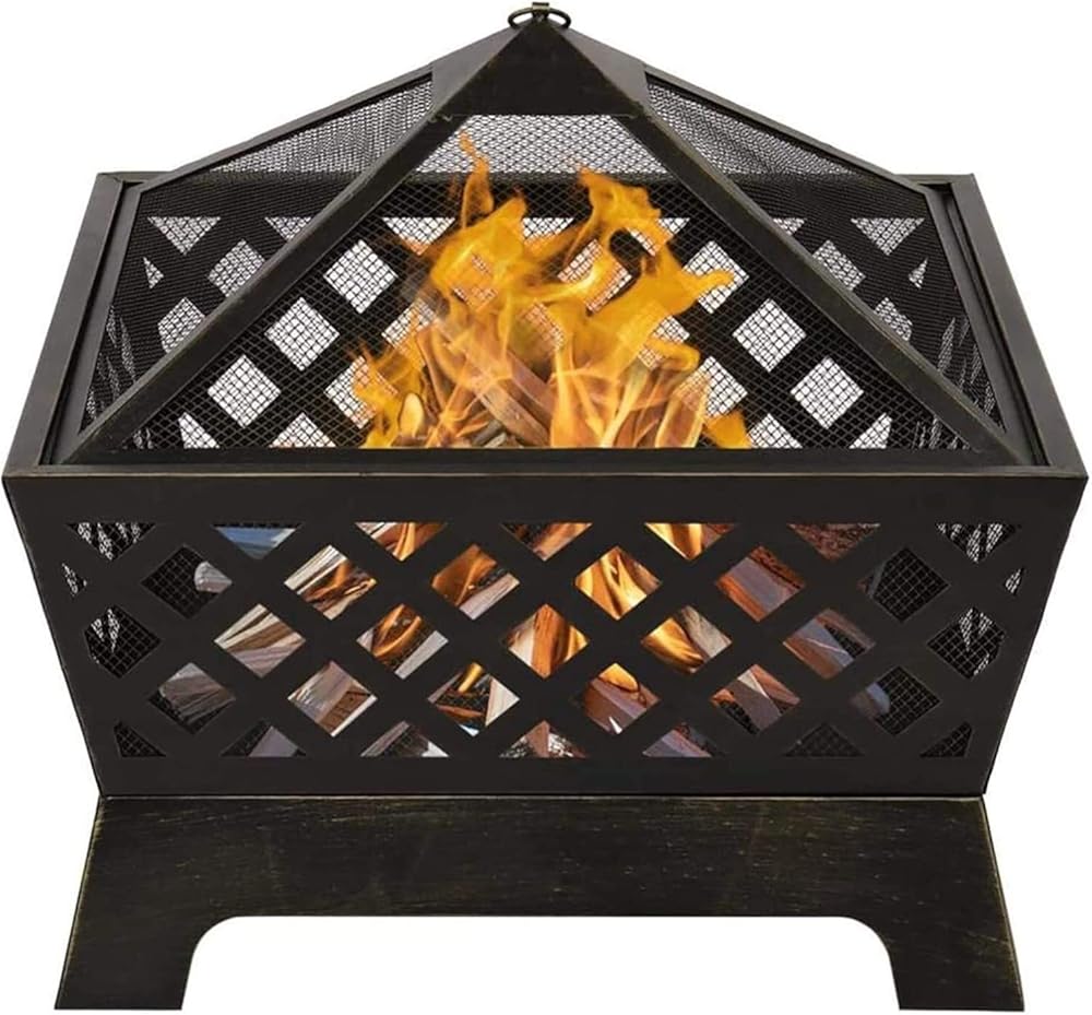 Fire Pits Outdoor Wood Burning Outdoor Mesh Brazier Garden Patio Heater,Wood Burning Fire Pit