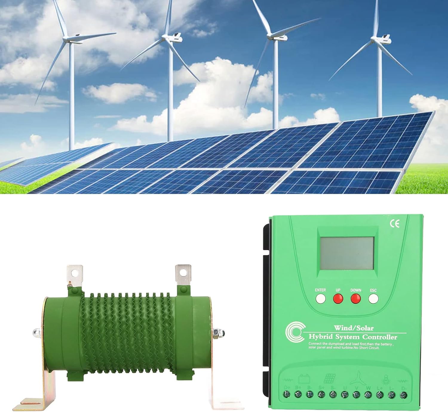 FOUF 2800W Wind Solar Hybrid Charge Controller, Auto 24V/48V Battery MPPT Hybrid Wind Solar Controller with LCD Display and Free Dump Load Accurate, 1600W Wind and 1200W Solar Panel(GPI48280)