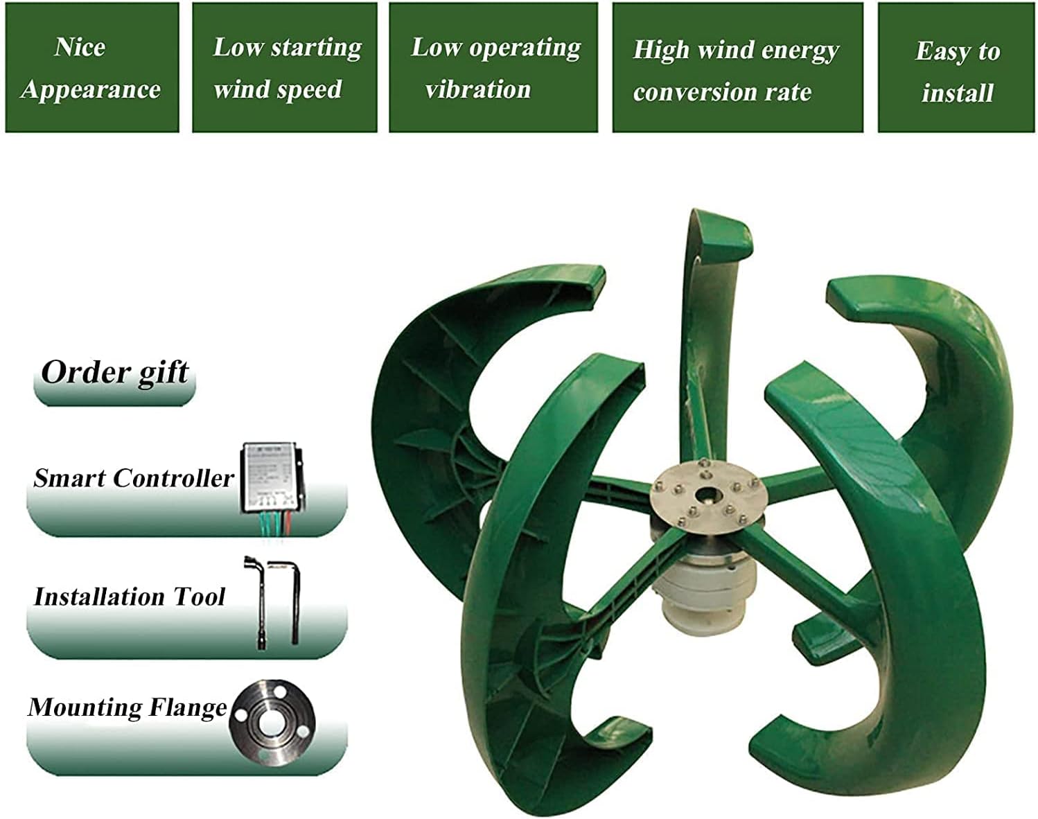 9000W Wind Turbines Generator Kit Vertical Wind Generator Kit Electricity Producer Equipment for Home Green