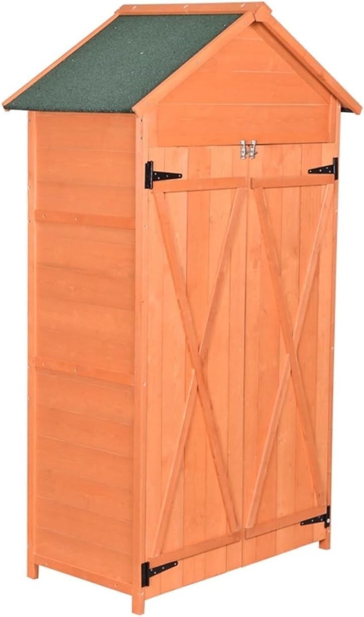 Garden Sheds Outdoor Storage Shed Wood Tool Shed Waterproof Garden Storage Cabinet with Lockable Doors Outdoor Storage Sheds
