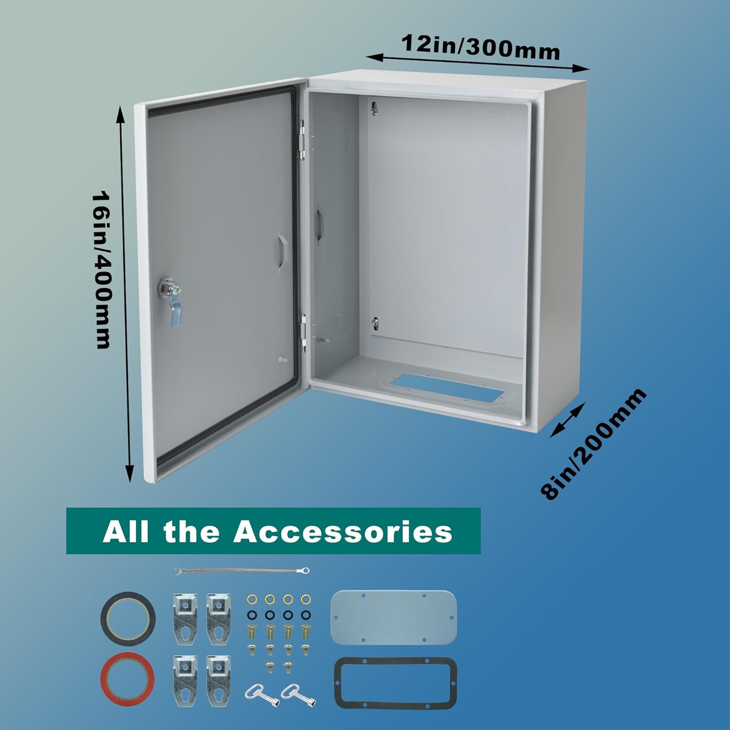 Generic Waterproof Electrical Enclosure 16 x 12 x 8'', Outdoor Electrical Box Weatherproof, Electrical Junction Box with Reinforced Lock, Gray, JYX403020