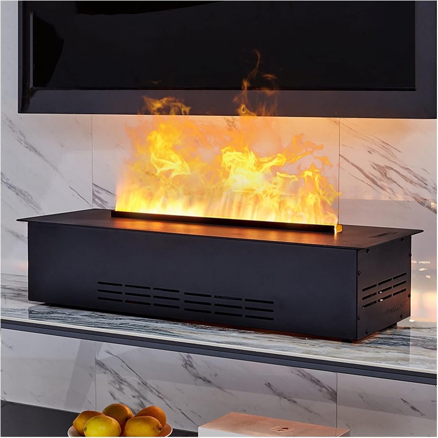 3D Water Vapor Fireplace with Humidifier Flame 3D Simulation Flame Electric Fireplace Recessed Electric Fireplace Stove with Remote Control Home Decorative Fireplace，Metal Panel，(L 66.9