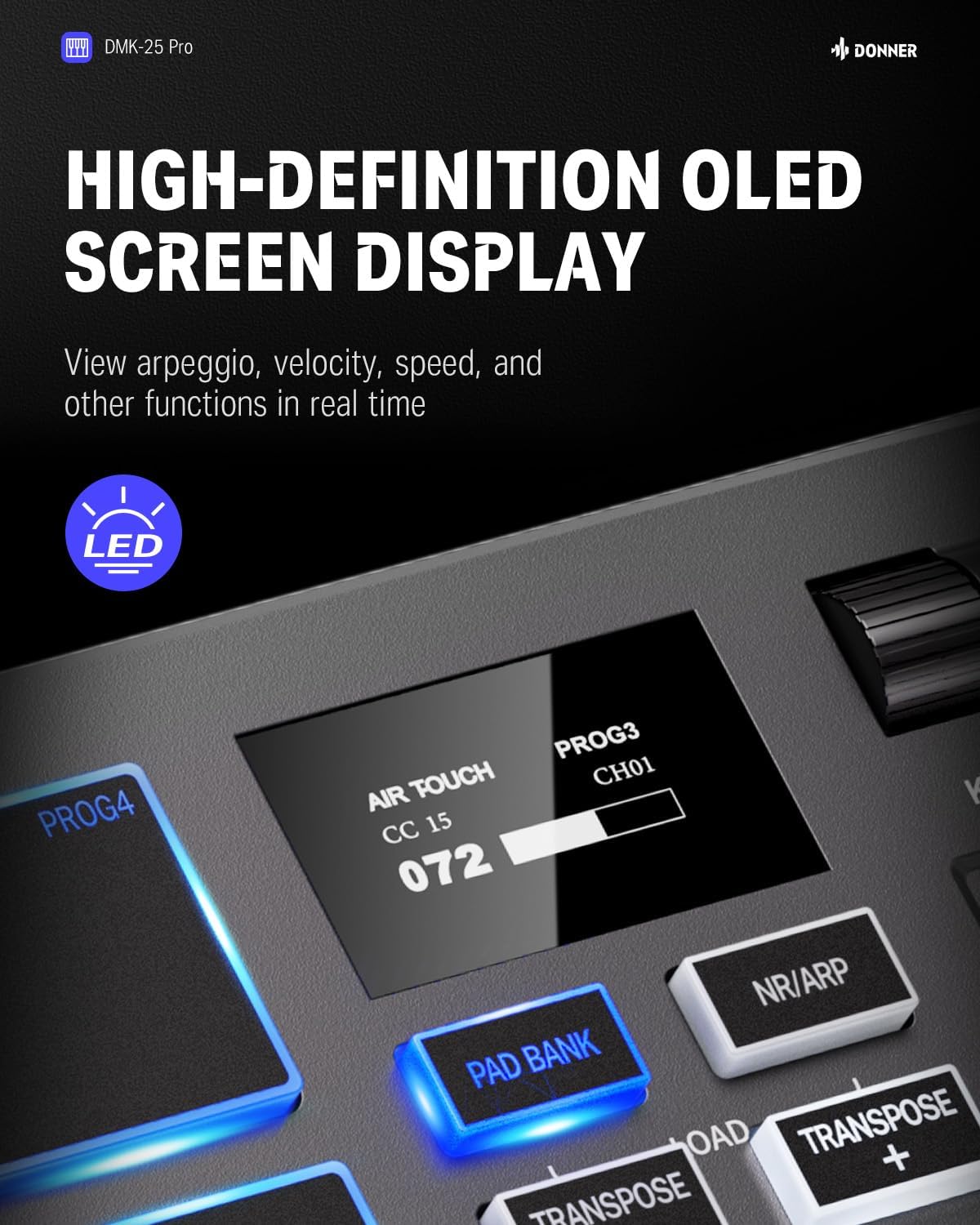 Donner DMK25 Pro MIDI Keyboard Controller+Donner MIDI Controller Pad Beat Maker Machine