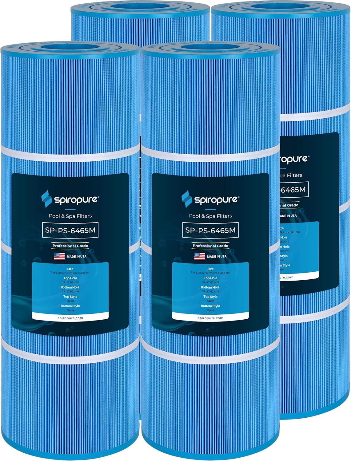 SpiroPure Replacement for Pleatco PCC80 Pentair 178580 R173573 Unicel C-7470 Waterway 817-0081 Filbur FC-1976 FC-6465 Blue Media Hot Tub Spa Pool Cartridge (Pack of 4)