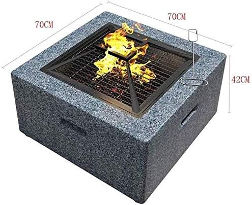 Fire Pits Outdoor Wood Burning Home Fire Pit Table Outdoor with BBQ Grill Shelf, Multifunctional Garden Terrace Fire Bowl Heater/BBQ, with Cover BBQ Cooking for Outside Camping Backyar