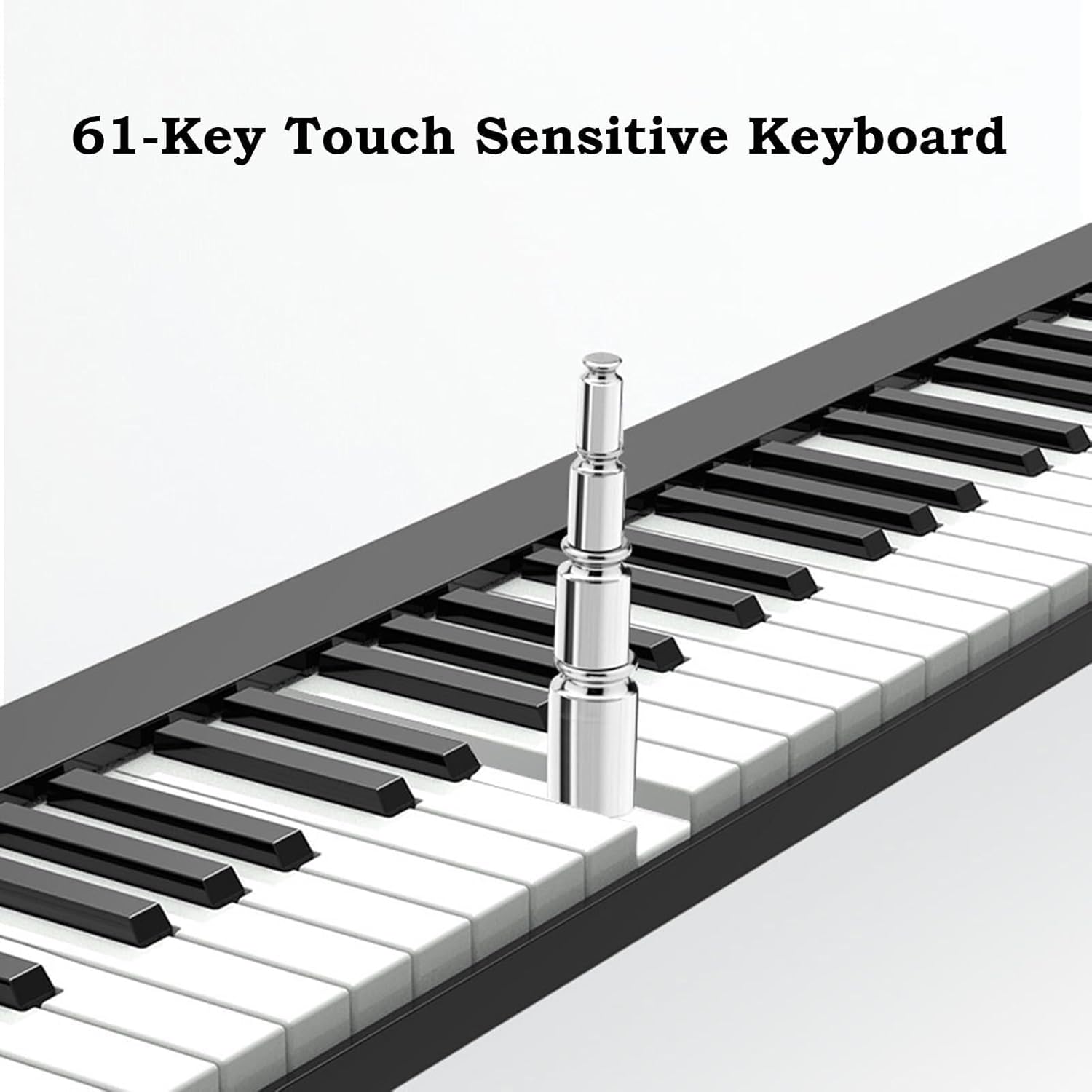 61-Key Full-Size Touch-Sensitive Electric Piano, Portable Travel Keyboard, Bluetooth, MIDI, Rechargeable for Beginners & Teens