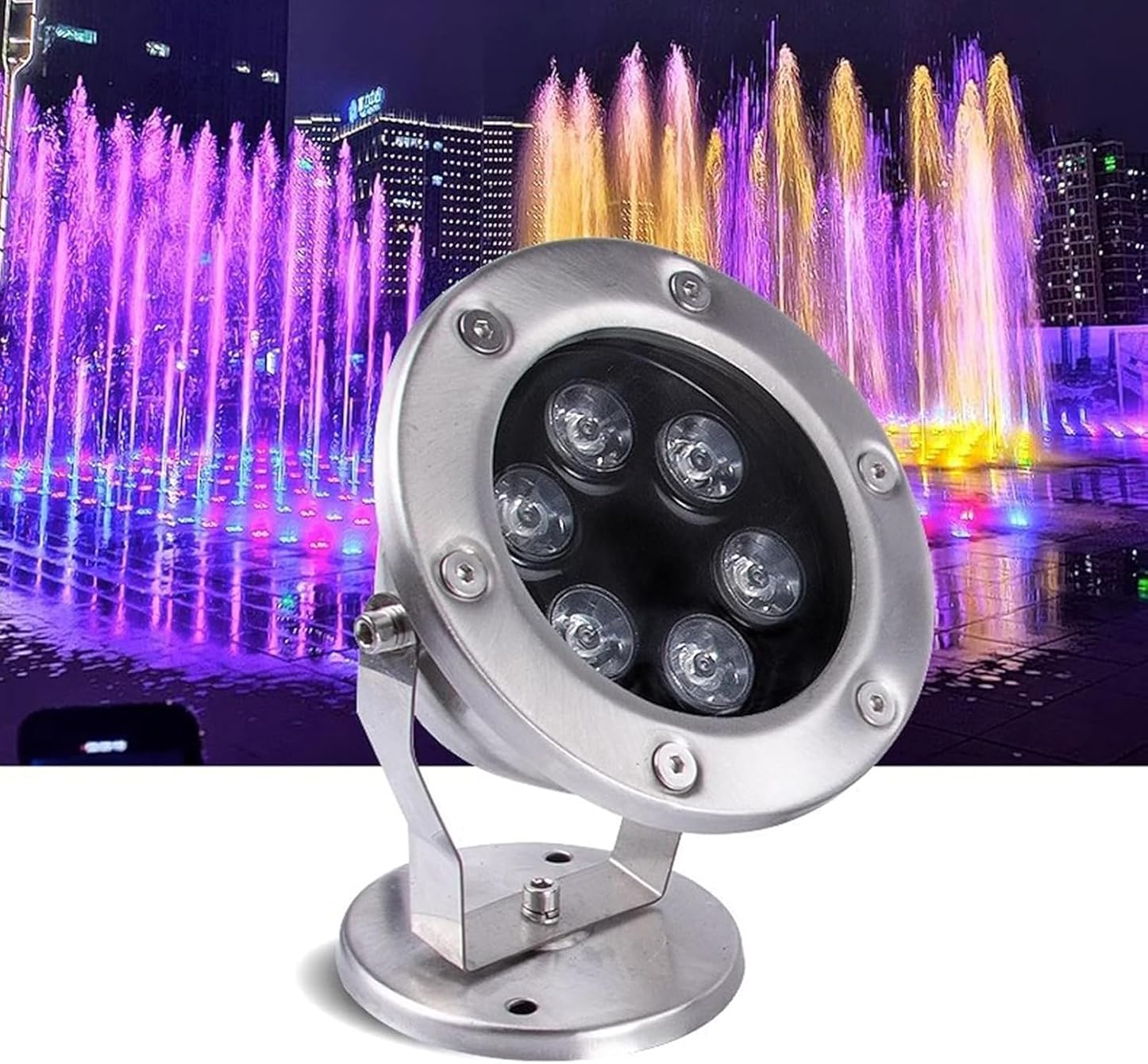 Submersible LED Pool Lights - Ground Landscape Lights - 360° Adjustable Angle Underwater Led Lights, Ring Fountain Lamp, Nderwater Pond Lights, IP68 Waterproof Submersible Lights(Yellow,24W(12v))