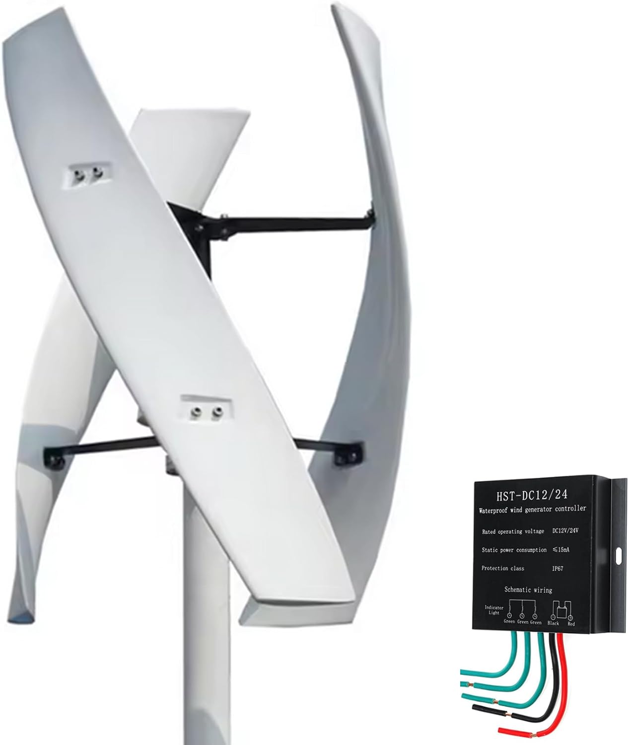 Upgraded Wind Vertical Axis Turbine Generator 12V 24V 48V 220V with MPPT Controller Wind Turbine Kit for Hybrid Wind Solar System(10000W,48V)