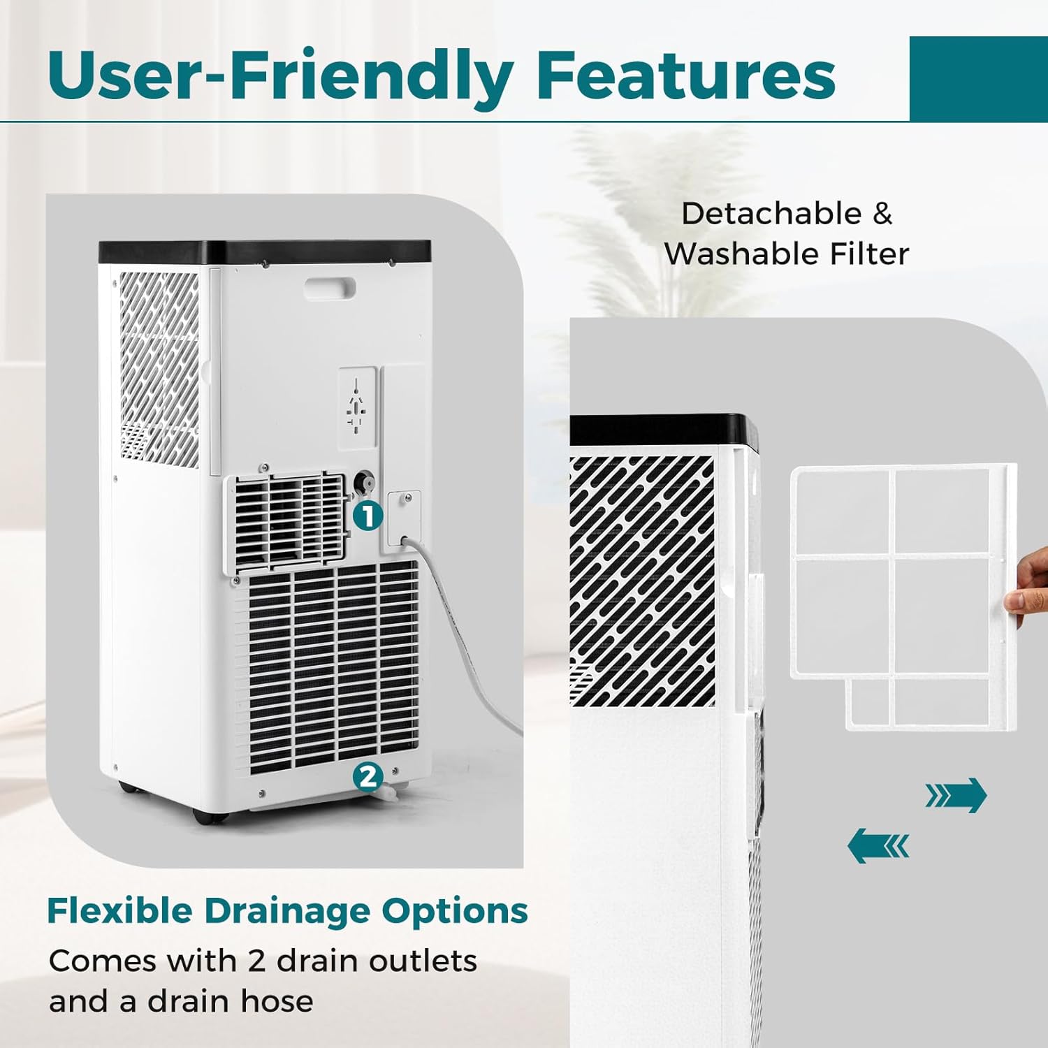GOFLAME 8000 BTU Portable Air Conditioner, 3-in-1 AC Unit w/Dehumidifier, Cool, Fan, 350 Sq.FT Cooling, Air Cooler with Control Panel & Remote Control, Sleep Mode & 24H Timer, Window Kit Included