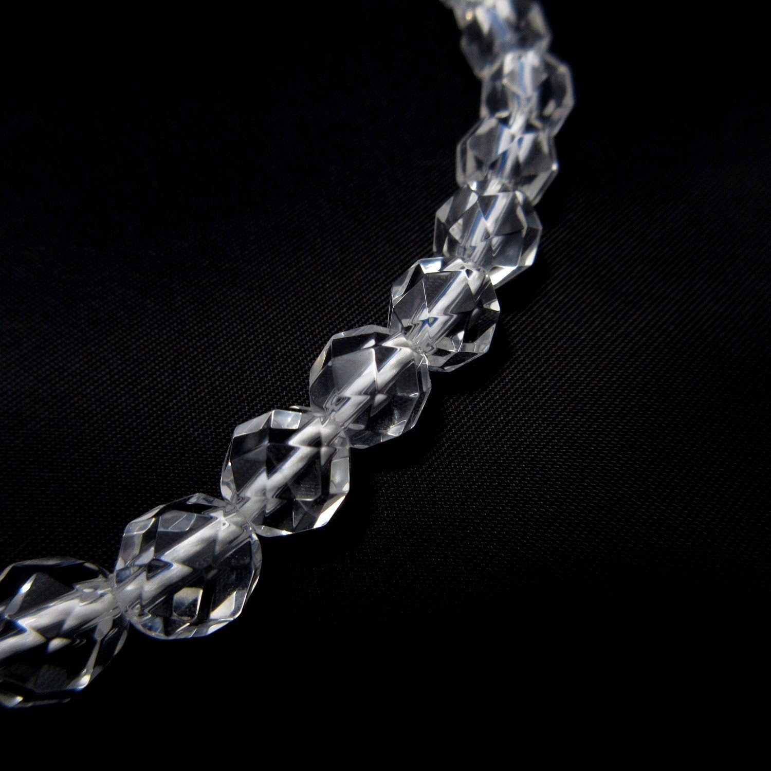 KYOTO ASAHIYA Cut Crystal Quartz with White tassel Gemstone Beads Japanese Juzu Buddhist Prayer beads Rosary Mala Beads for Women&Men Meditation Yoga