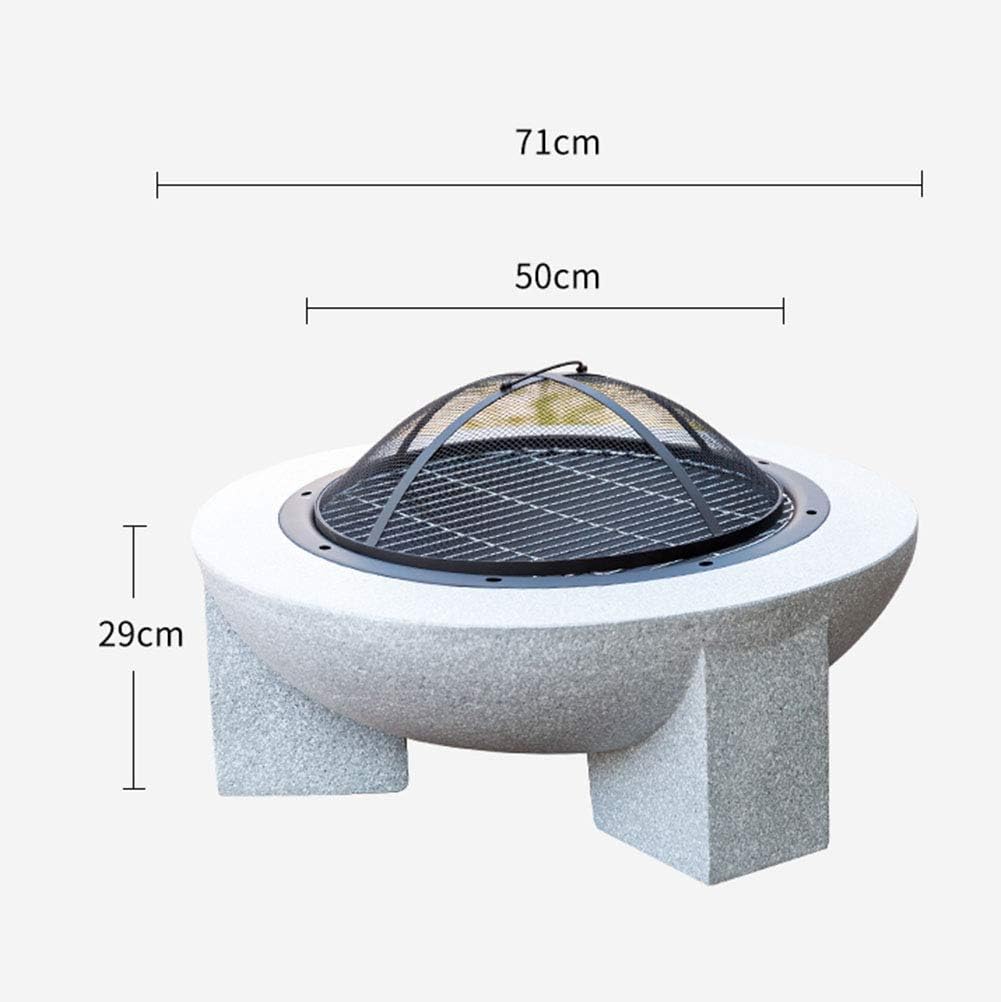 HWOEK Outdoor Garden fire Pit with mesh Cover Garden Patio Heater/BBQ/Ice Pit with Waterproof Cover with Stainless Steel Dense mesh Grill