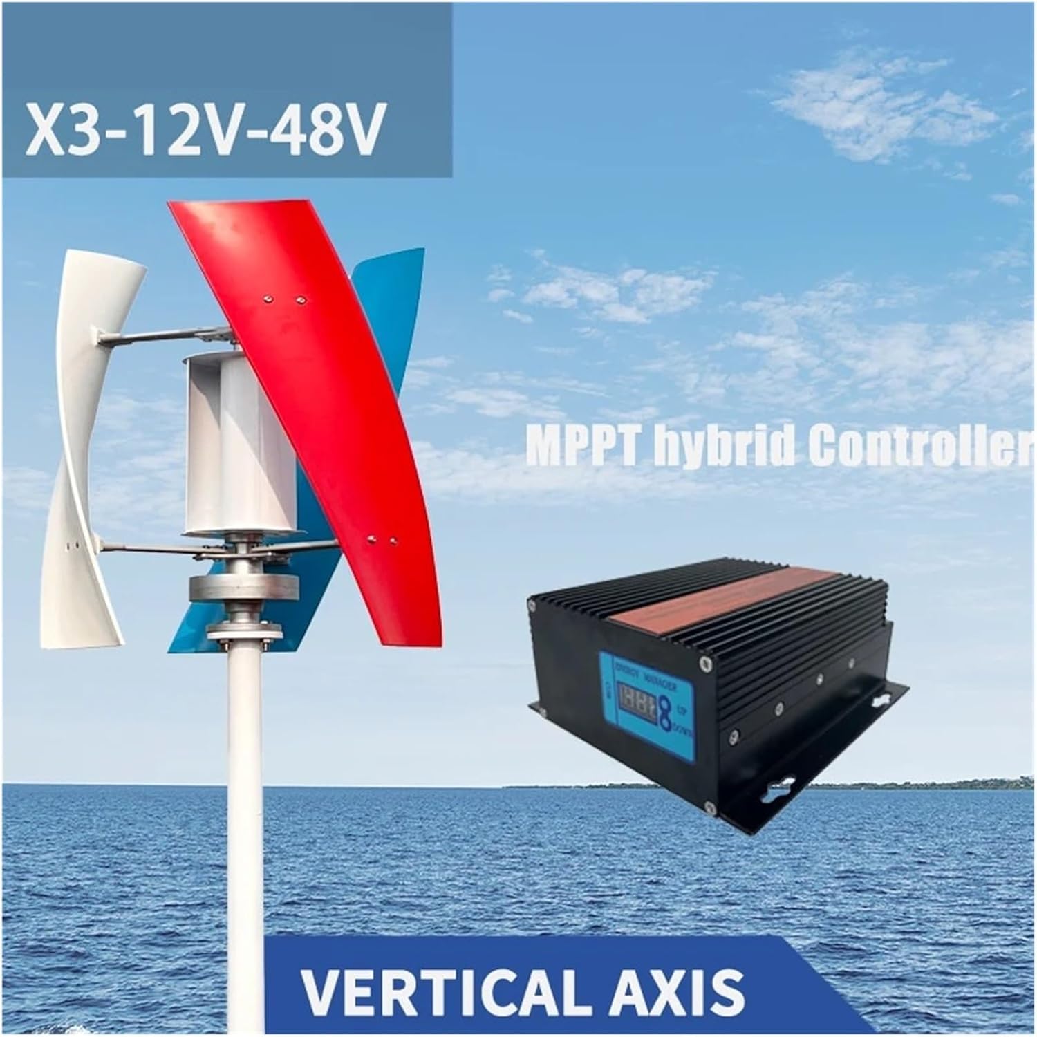 Wind Turbine Vertical Axis Permanent Generator Electric Power Generator 12V 24V 48V 5KW 8KW For Marine, RV, Home, Windmill Generator Suit For Hybrid Solar Wind System Low Starting Speed for Home(TYPE