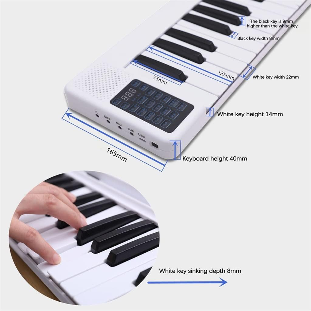 Portable 88 Keys Foldable Piano al Piano Multifunctional Electronic Keyboard Piano for Piano Student (Color : Black) (Black)