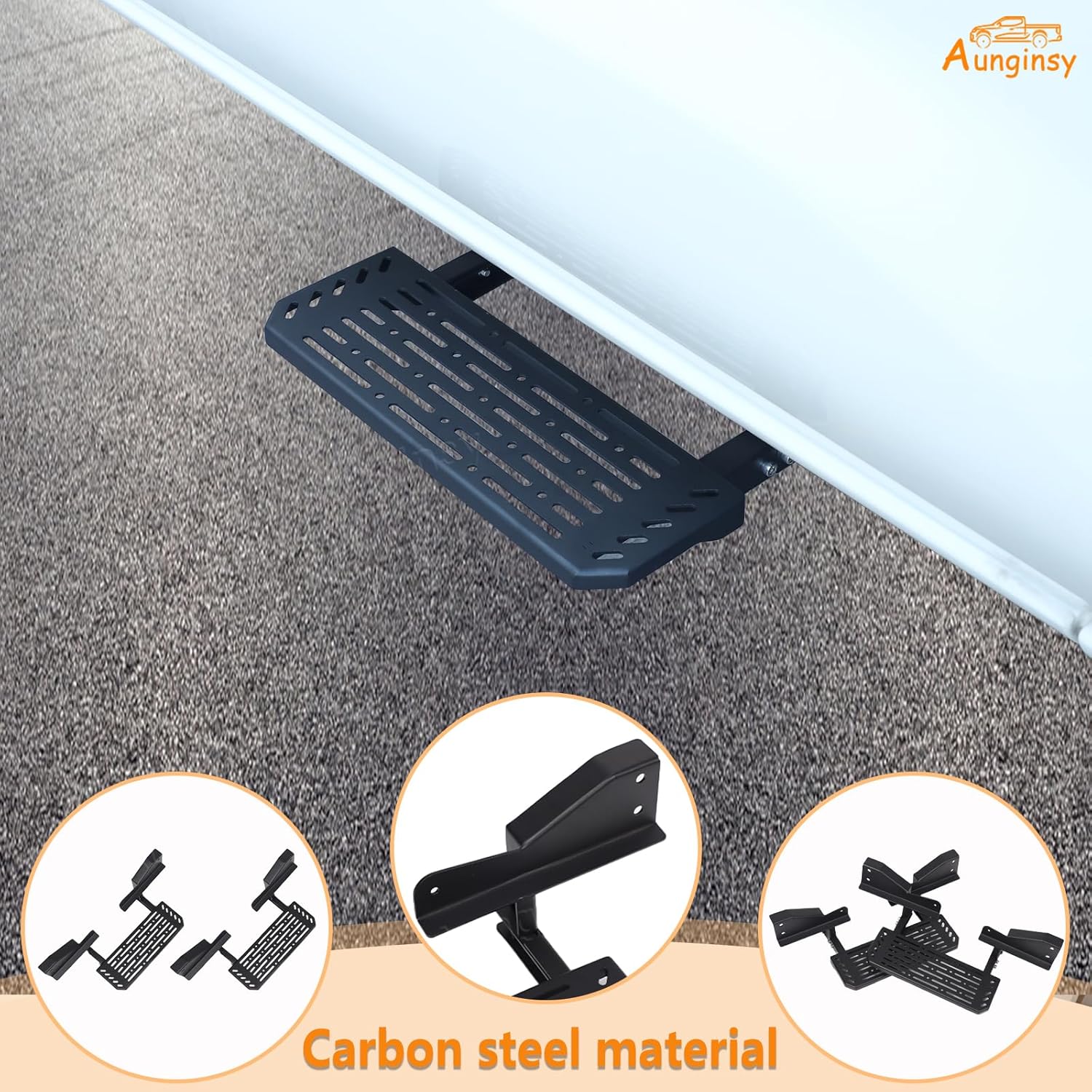 Aunginsy Front Door Running Boards Compatible with Nissan Frontier 2022 2023 2024 King Cab, Car Anti-Slip Side Steps Rails Side Extended Pedal Cover No Drilling Carbon Steel Black Exterior Accessories