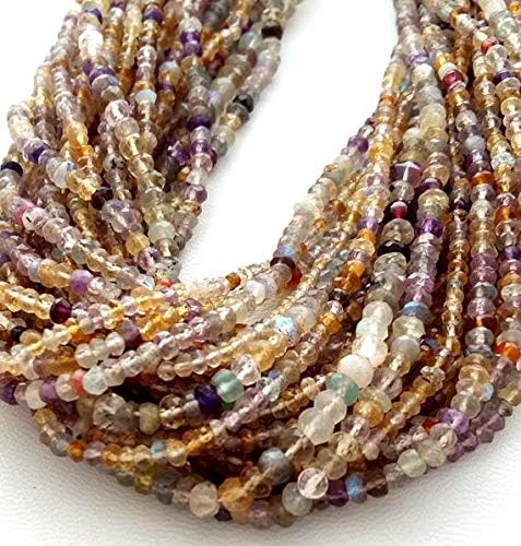 13 inch natural beads strand of 2.5-3mm faceted rondelle multi gemstone gemstone beads for DIY jewelry - necklace, bracelet, earring, ring.