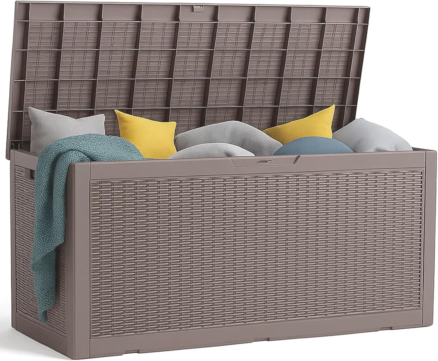 320 Gallon Large Resin Deck Box, Lockable Outdoor Storage Box for Patio Cushions Storage Furniture,Garden Tools, Pool Supplies, Weatherproof and UV Resistant (Grey)