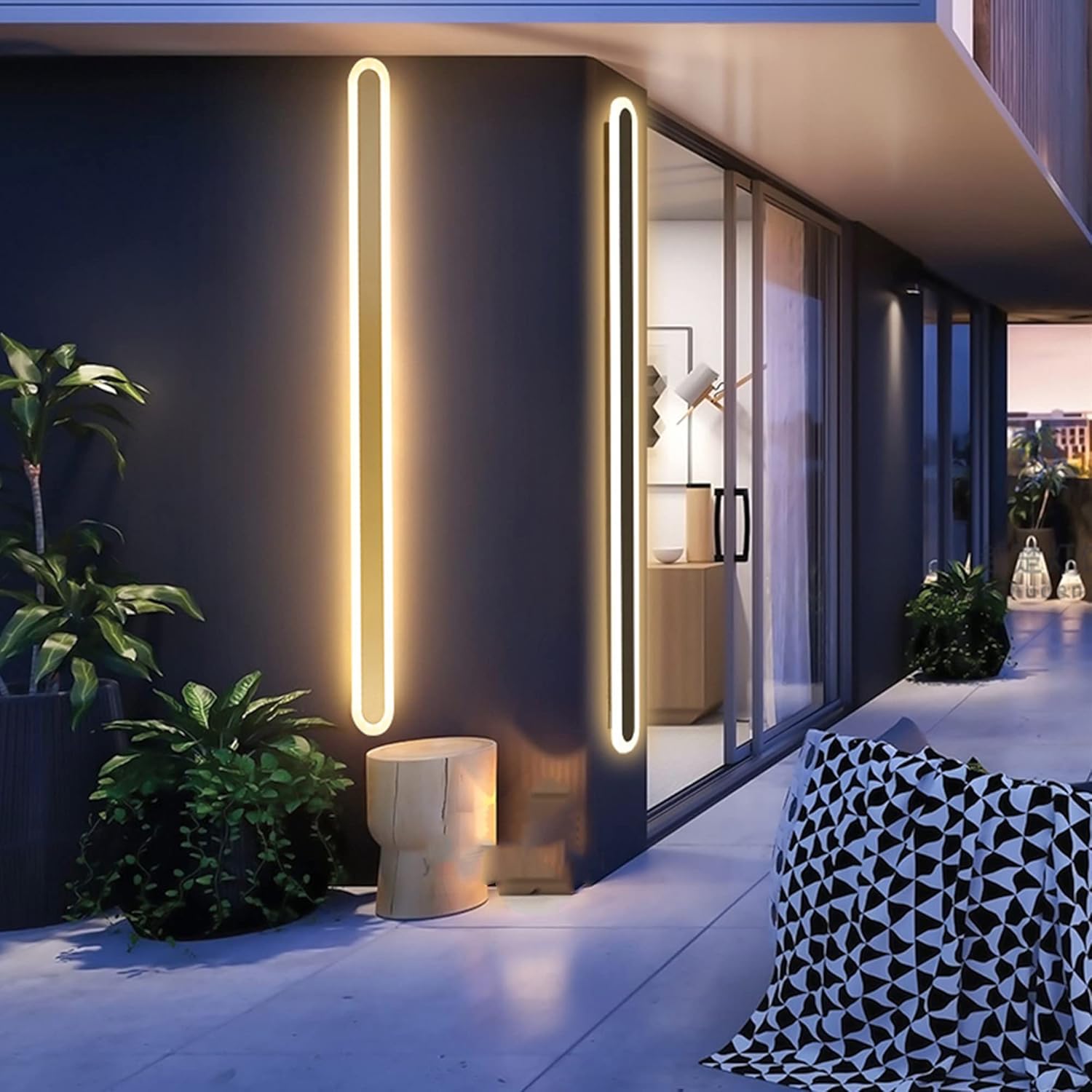 Led Long Strip Wall Lights Oval Outdoor Wall Sconce Fixture Modern Wall Lighting Fixture Lamps - Ip54 Anti Rust Waterproof, 80Cm 24W, d-d-180cm 50w (d 200cm 60w)