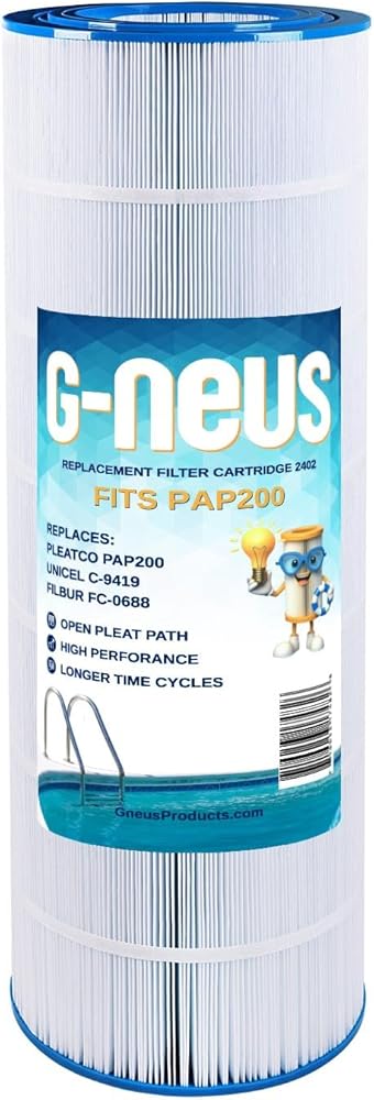 G-NEUS Pool & Spa Filter | Replaces PAP200, Unicel C-9419, Pentair R173217, FC-0688 | 200 Sq Ft Coverage | High Performance Replacement Cartridge, 1 Pack