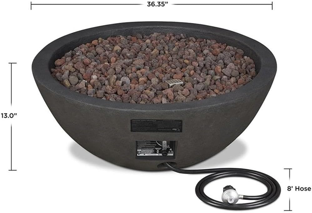 Bowery Hill Traditional Propane Fire Pit Bowl in Slate Gray