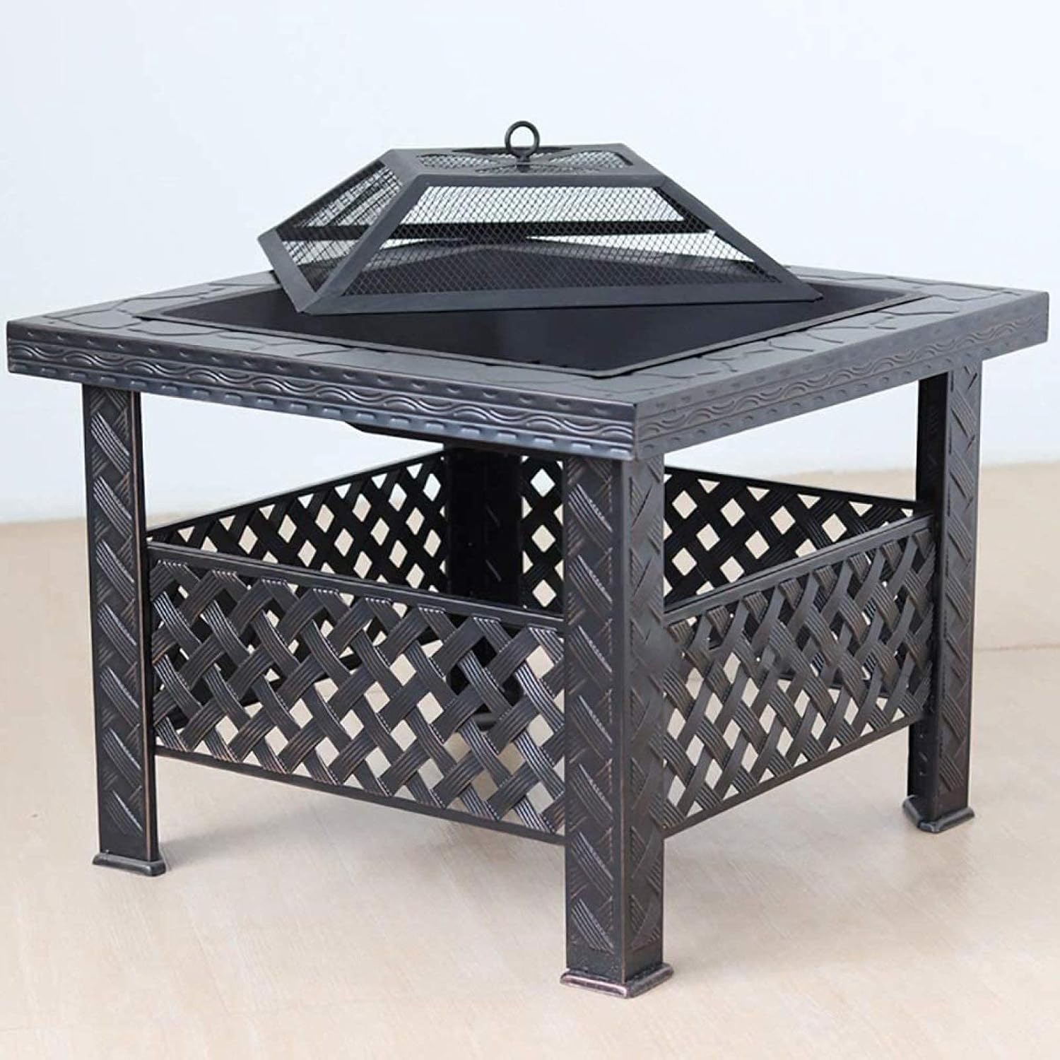 Fire Pit BBQ Grill Fire Bowl Multifunction Heating Grill Brazier Courtyard Barbecue Table Outdoor Charcoal Barbecue Grill