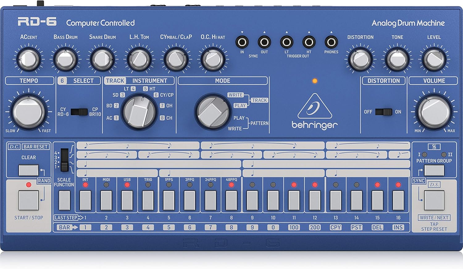 Behringer RD-6-BU Analog Drum Machine - Blue