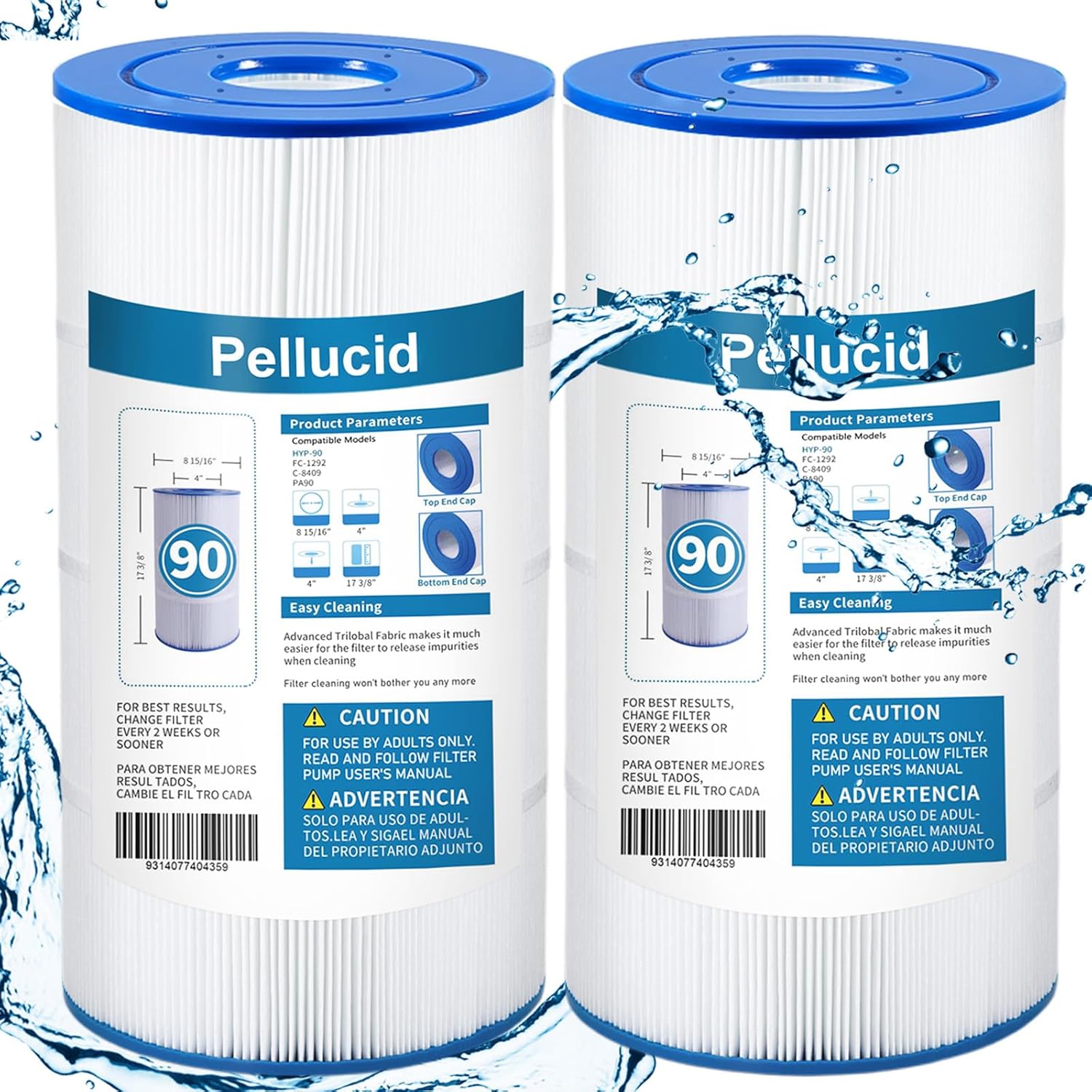 Pool Filter Compatible with Hayward CX900RE, C900, Pleatco PA90, Unicel C-8409, Filbur FC-1292, Sta-Rite PXC95, Easy to Clean and Reuse, Advanced Filtration System for Longer Life, 2 Pack