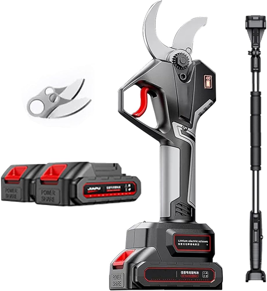 Electric Secateurs, 21V Electric Pruning Shears Cordless Battery Powered Power Pruner with Brushless Motor, 50mm/1.97 Inch Max Diameter (Size : 2 X 2A