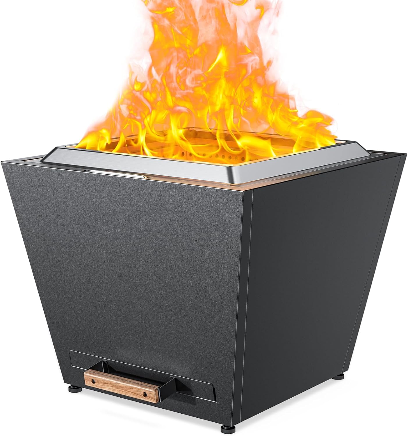 LEGACY HEATING Cyberpit One 28 inch Smokeless Fire Pit, w/Pull-Out Ash Pan, Portable Outdoor Firepits, Carry Handle for Backyard Patio Camping Bonfire, Stainless Steel, Black